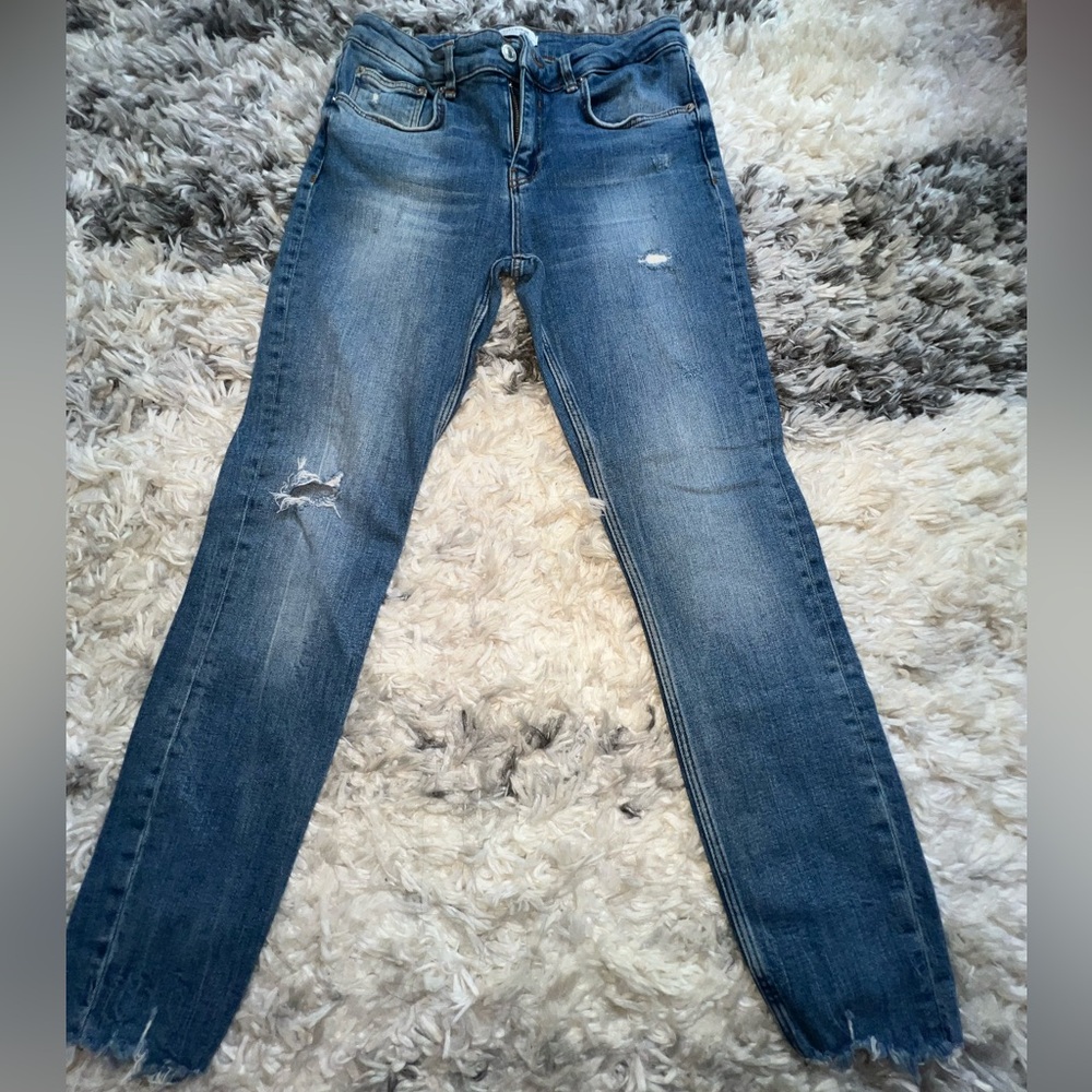 Zara Distressed Dark Wash Jeans